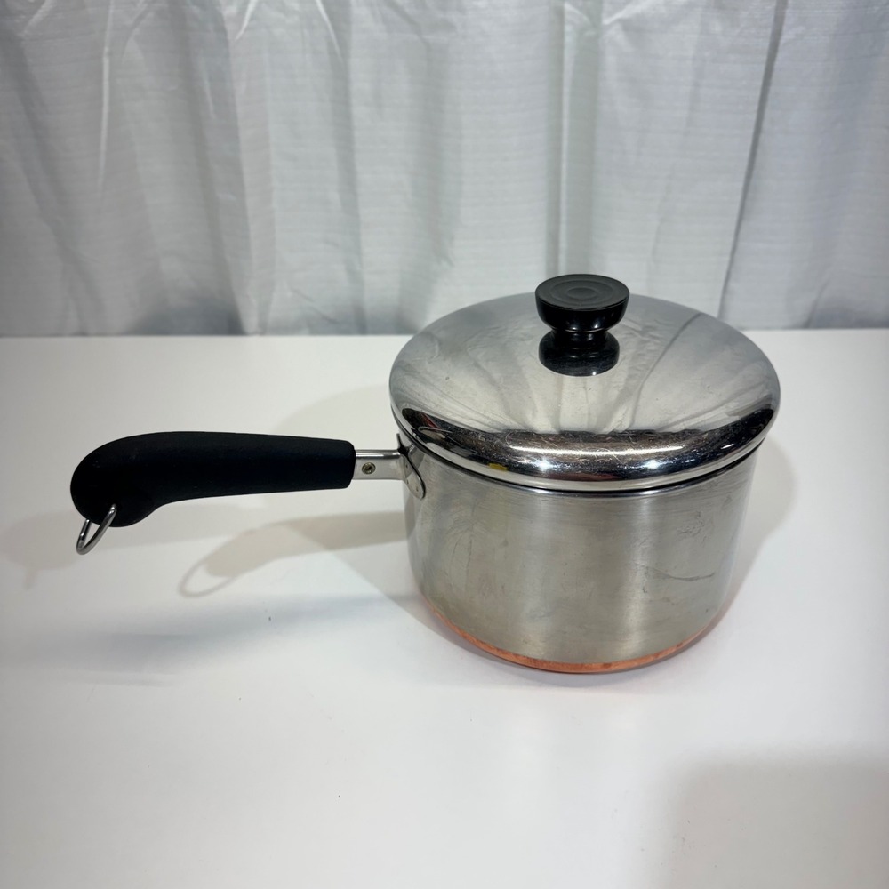 Revere Ware Saucepan 3 Qt Silver Copper Bottom Vintage 1801 Pot with Lid USA